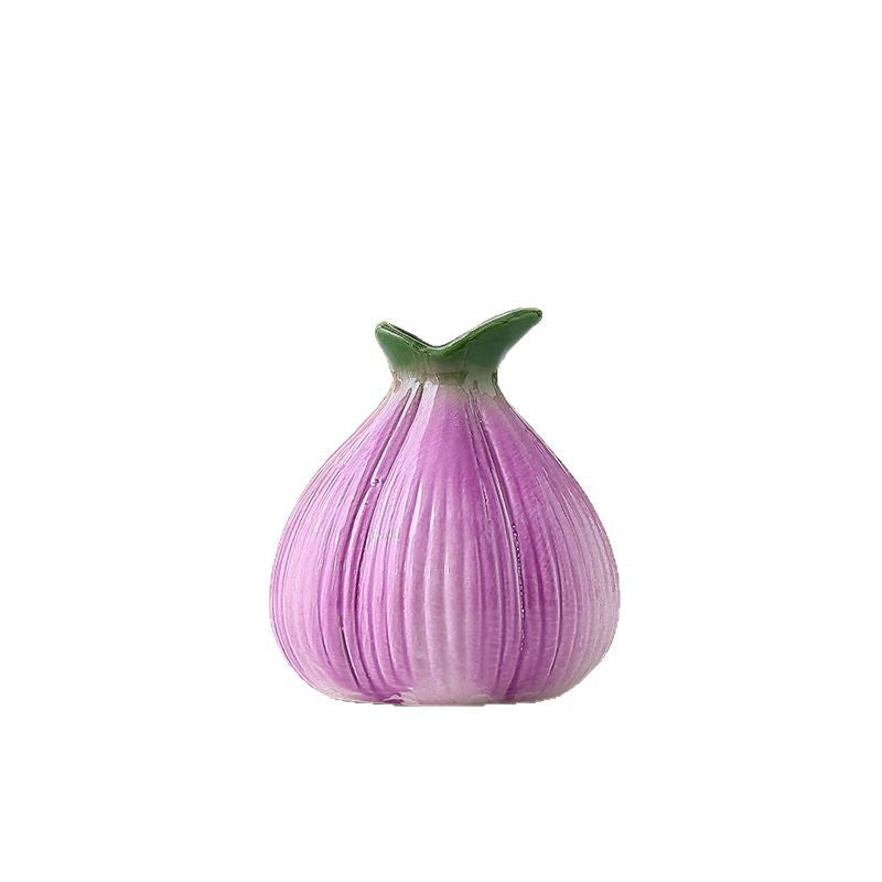 NNEDSZ 2 Pcs Purple Creative Onion-Shaped Ceramic Vase for Hydroponic Plants - Cute INS Style Floral Decor for Living Room or Office
